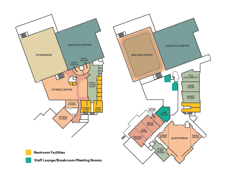 Green Bay Kroc Center event space and building map